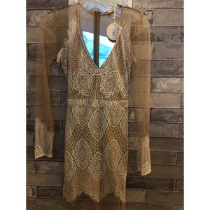 Sheer nude and Cream Lace/Mesh dress.